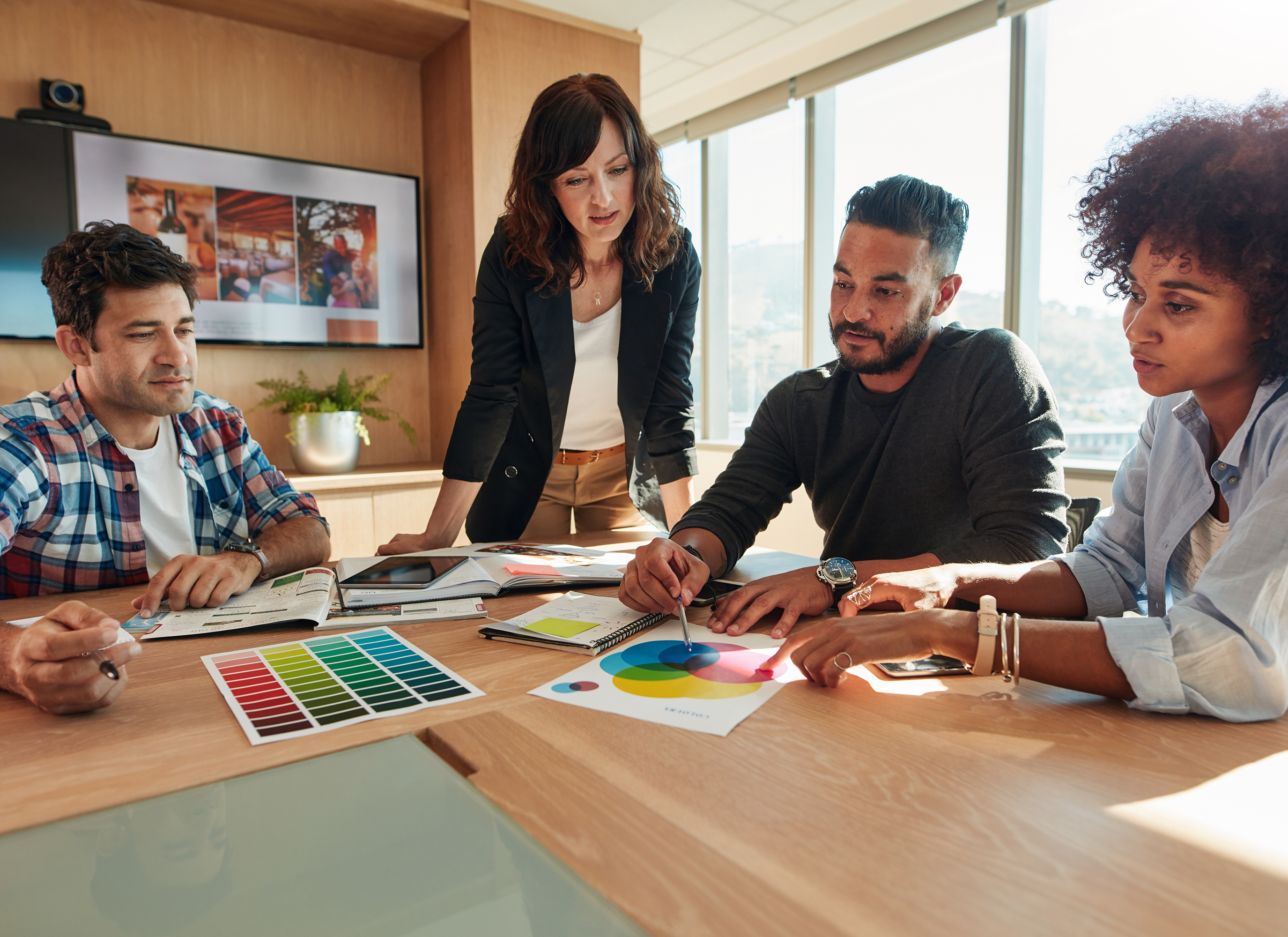 group working around table